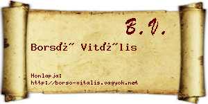Borsó Vitális névjegykártya
